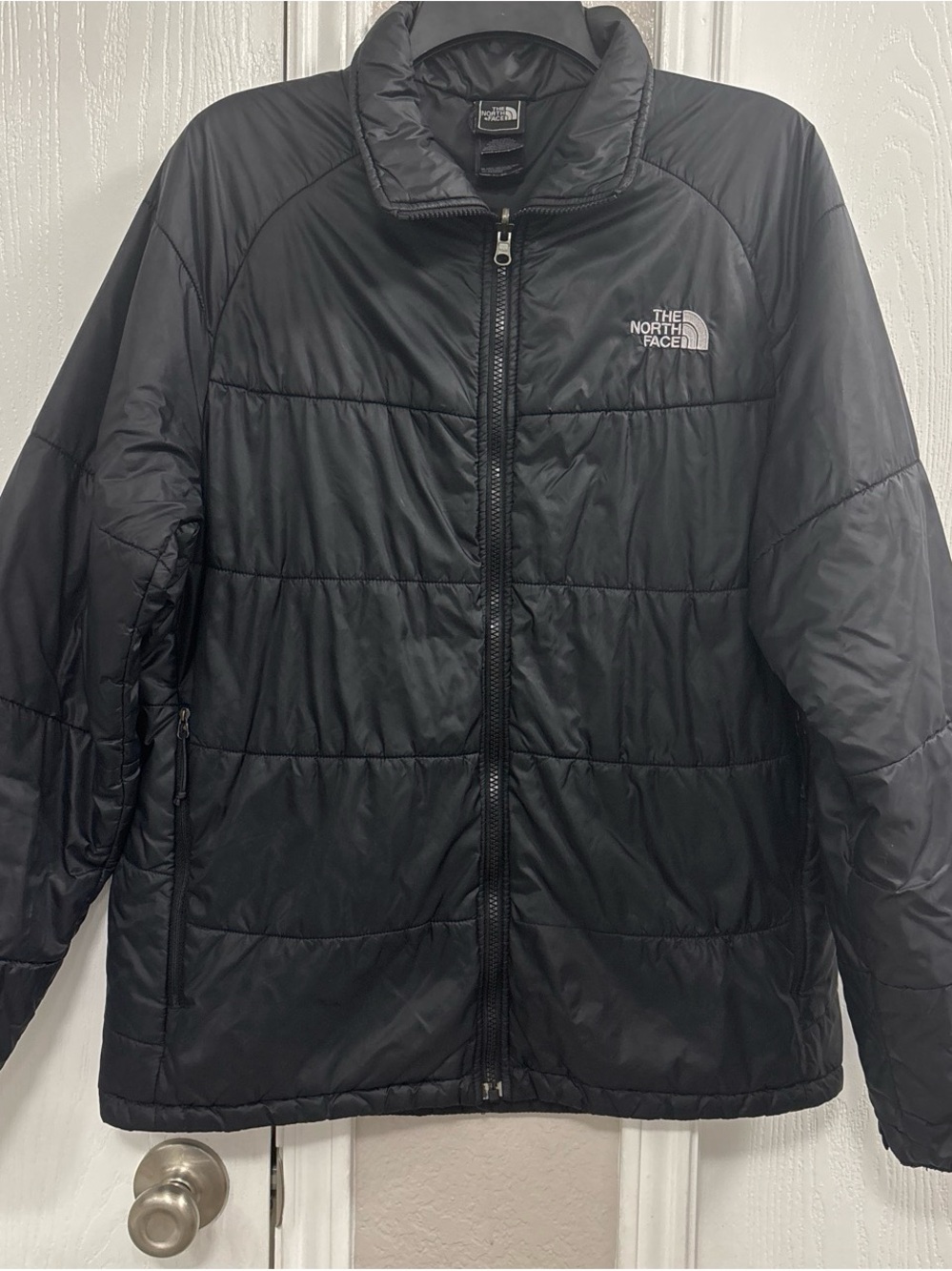 The North Face Black Quilted Jacket with Embroidered Logo